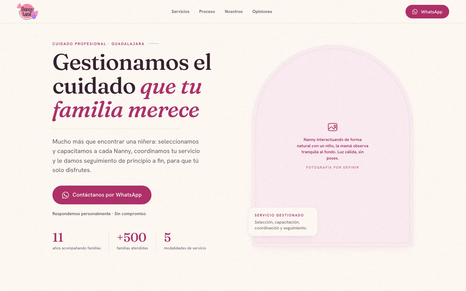 Captura del sitio de Nanny Land